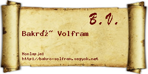 Bakró Volfram névjegykártya